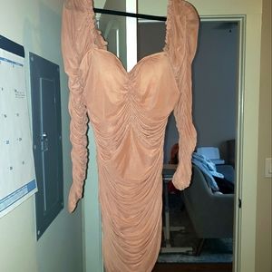 Ruched Long Sleve Mini Dress